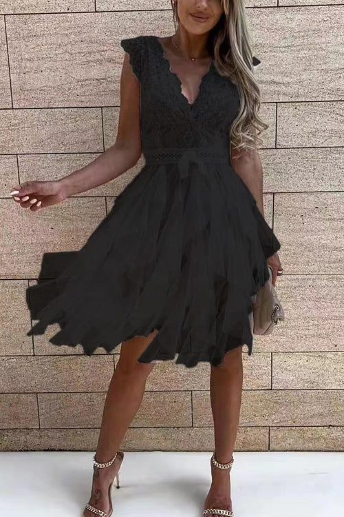 Clara Lace & Tulle Midi Dress