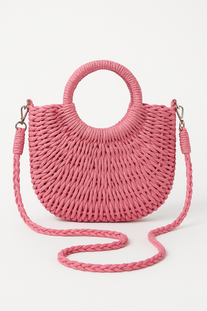 Bohemian Straw Handbag – Natural Texture