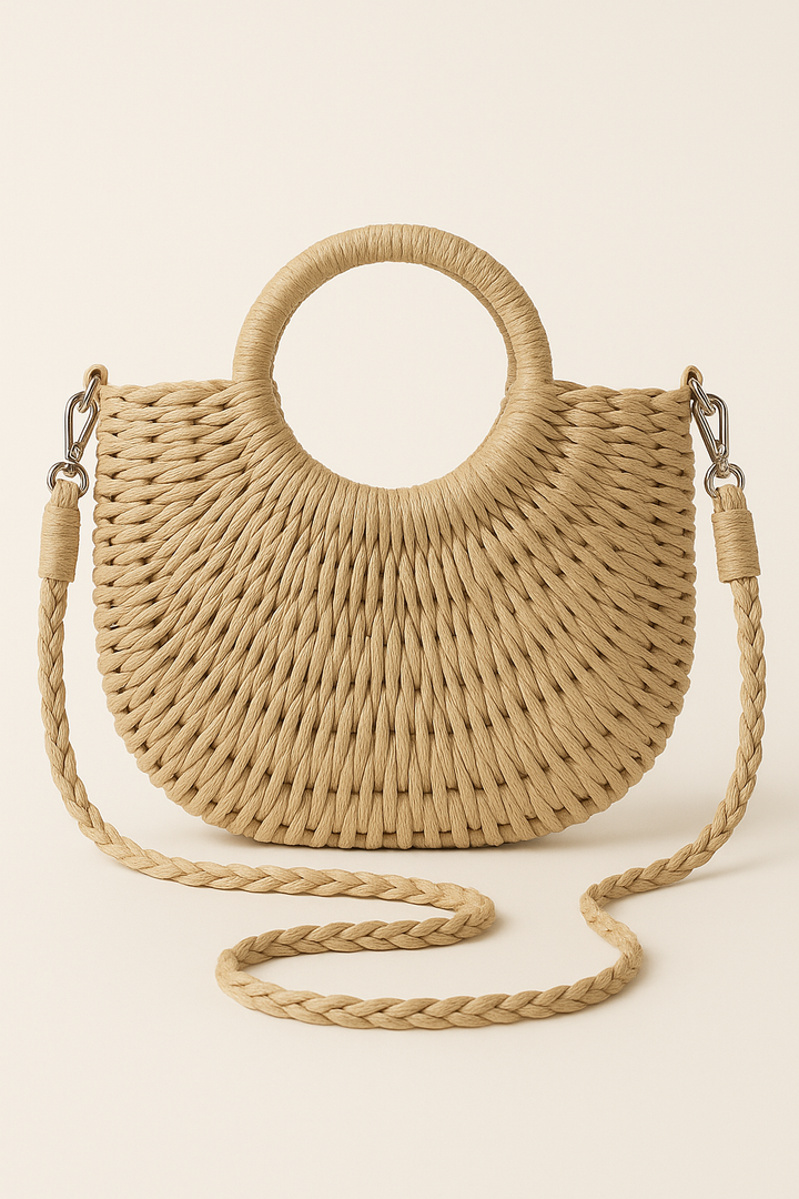 Bohemian Straw Handbag – Natural Texture