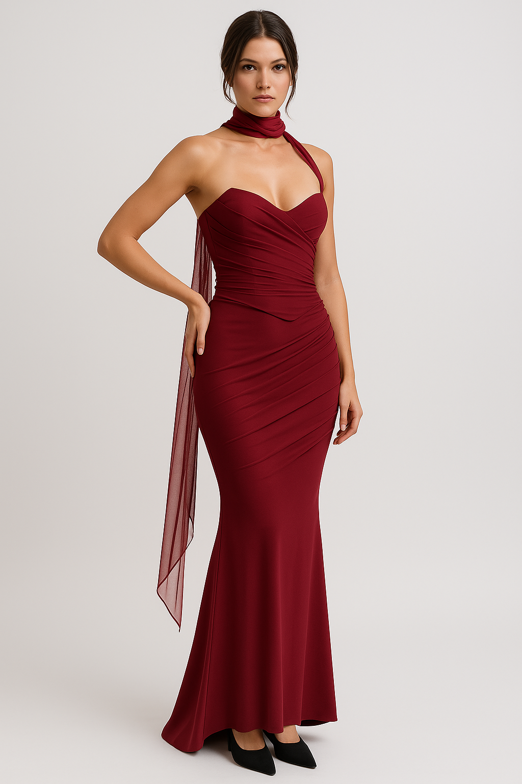 Two-piece Strapless Off-Shoulder Maxi Dress