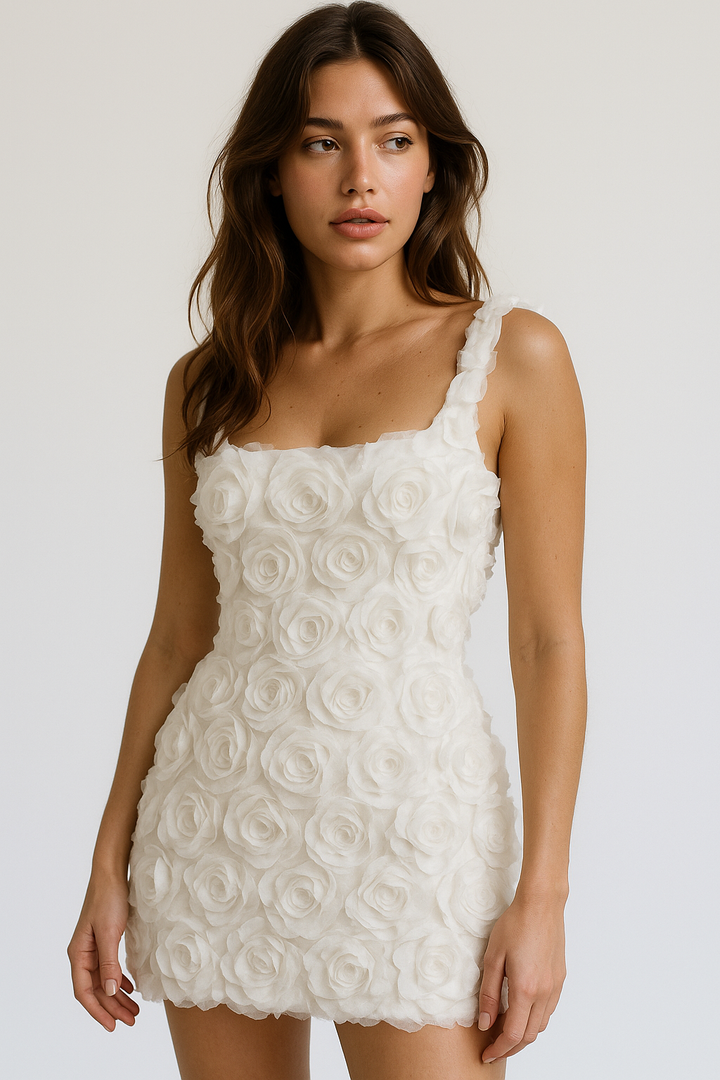 Sleeveless Square Neck Floral Mini Dress