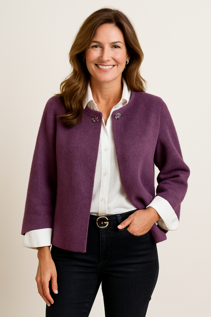Henrike – Elegant Wool Blend Buttoned Short Coat