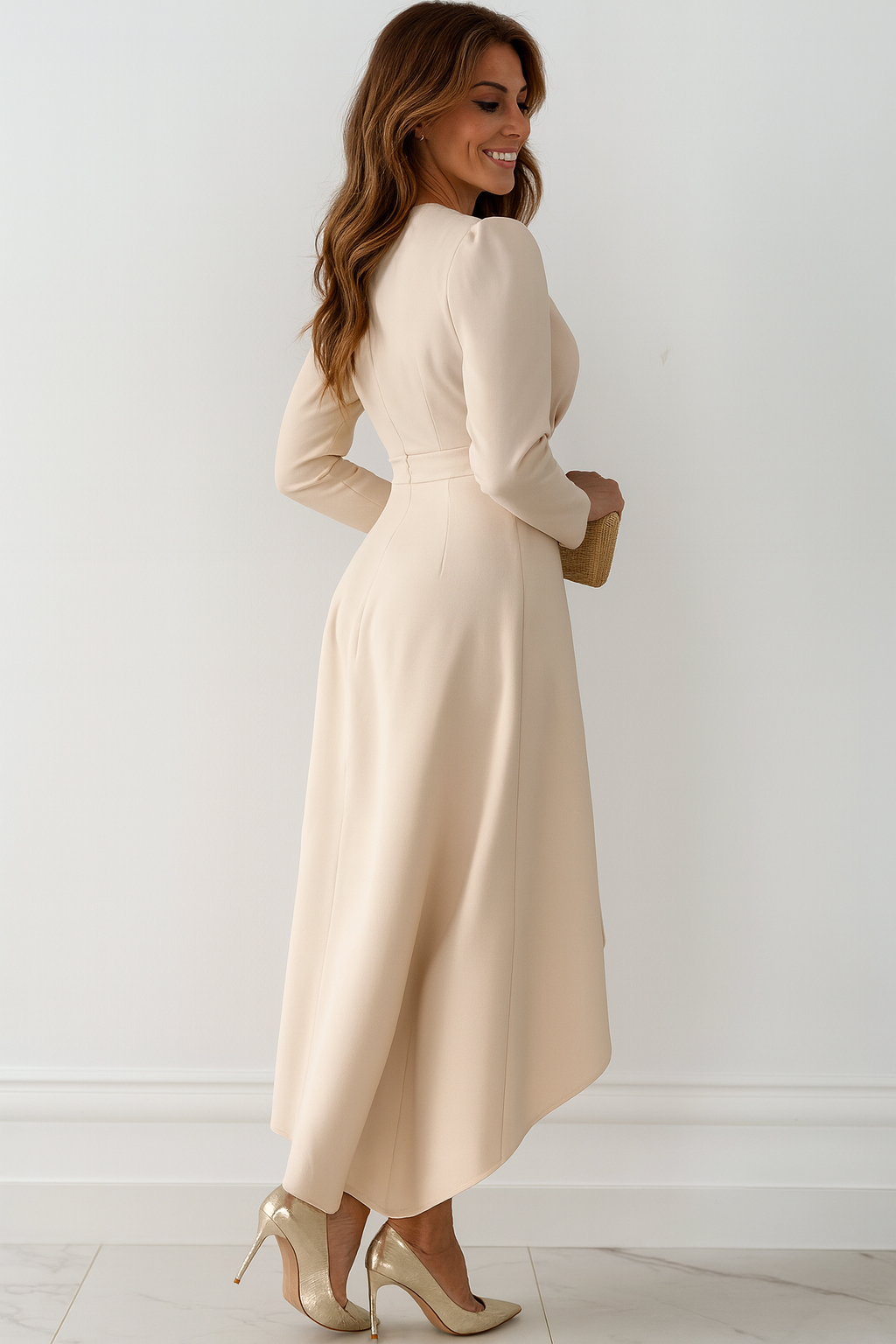 Dina Elegant Draped Midi Dress