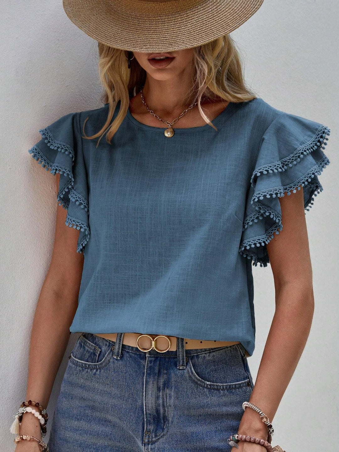 Maristel – Frill Sleeve Textured Blouse