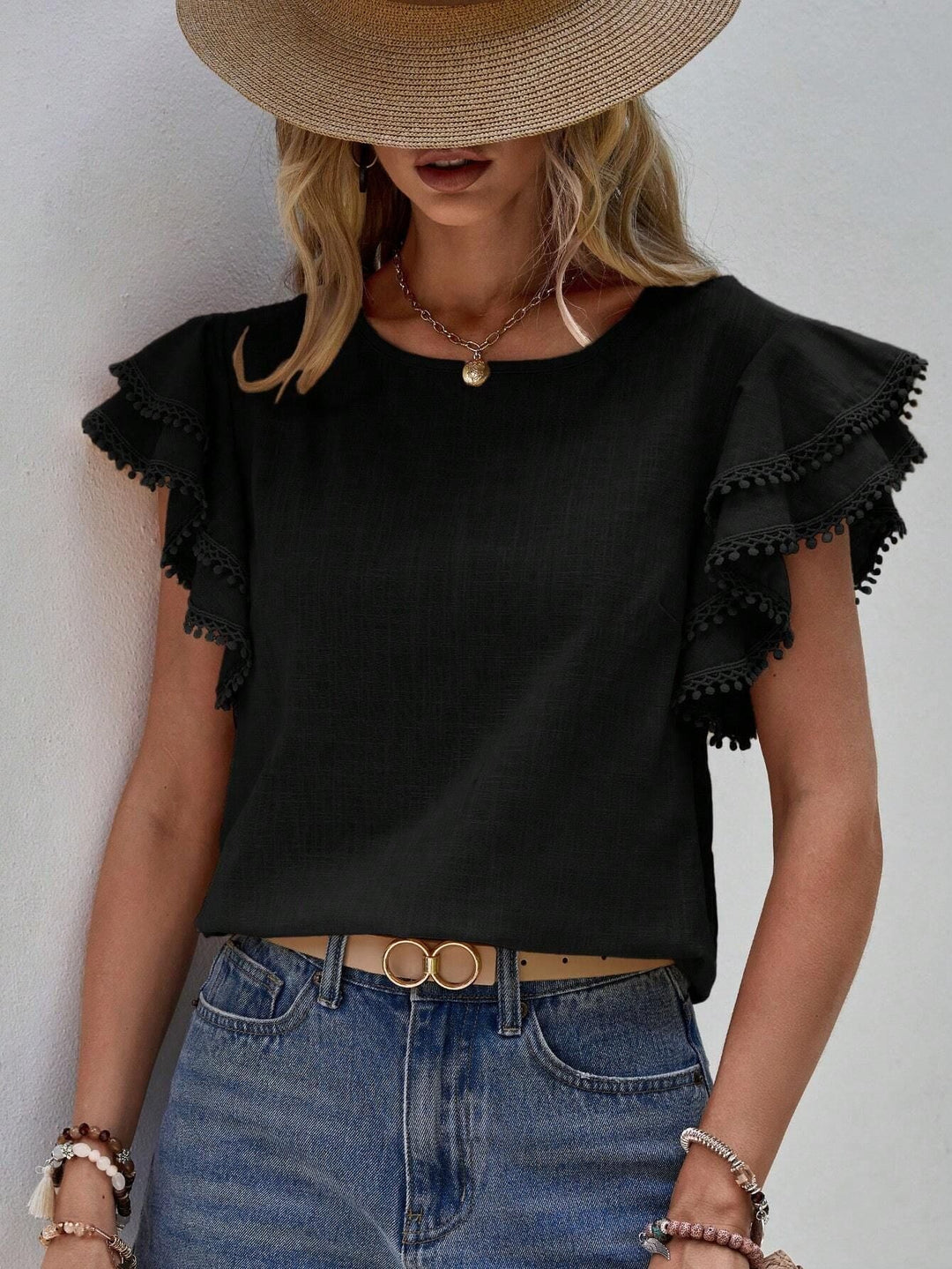 Maristel – Frill Sleeve Textured Blouse