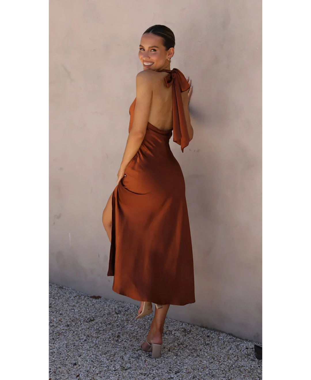 Noir Allure | Satin Halter Slip Dress