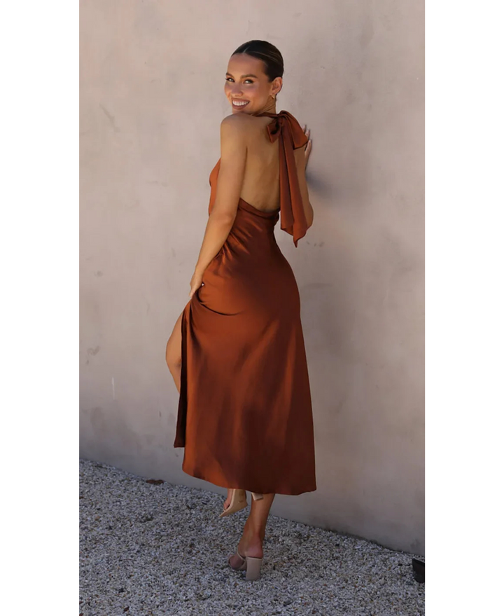 Noir Allure | Satin Halter Slip Dress