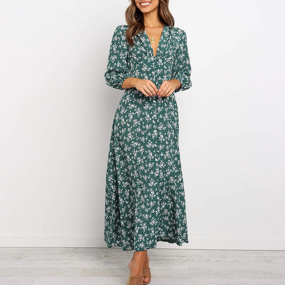 V-neck Floral Dress
