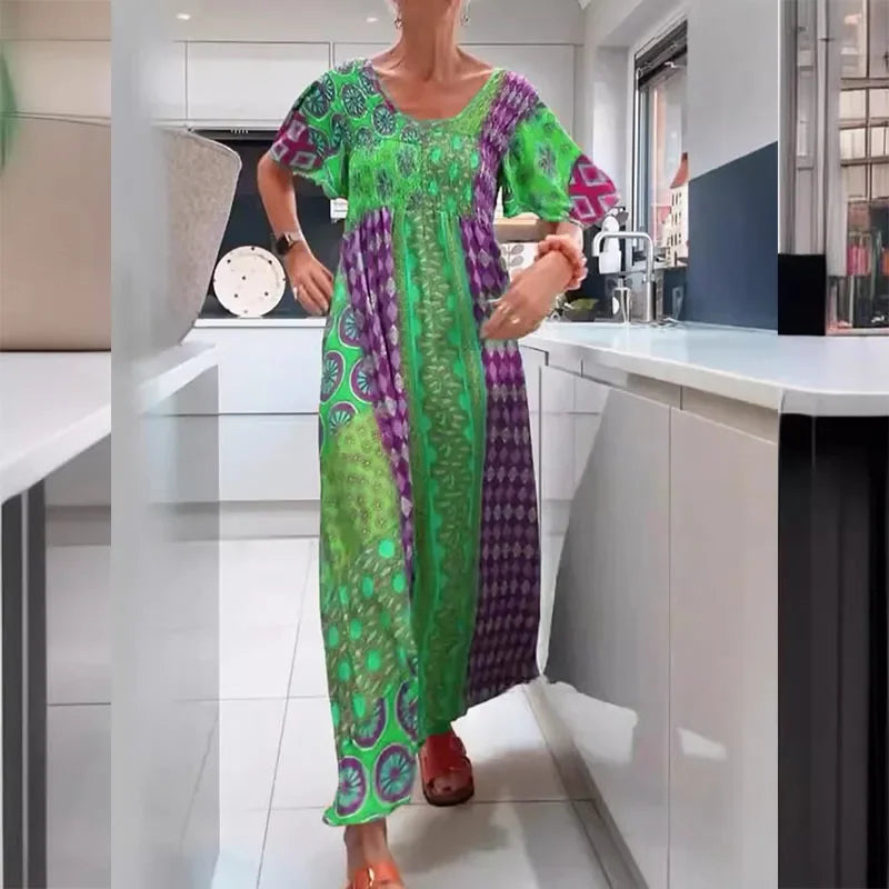 Darla™ | Boho Patchwork Maxi Dress