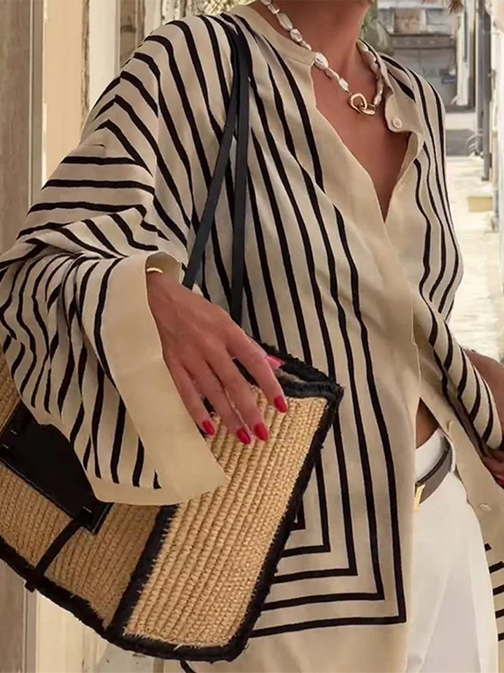 LINA™ | Vintage Striped Blouse