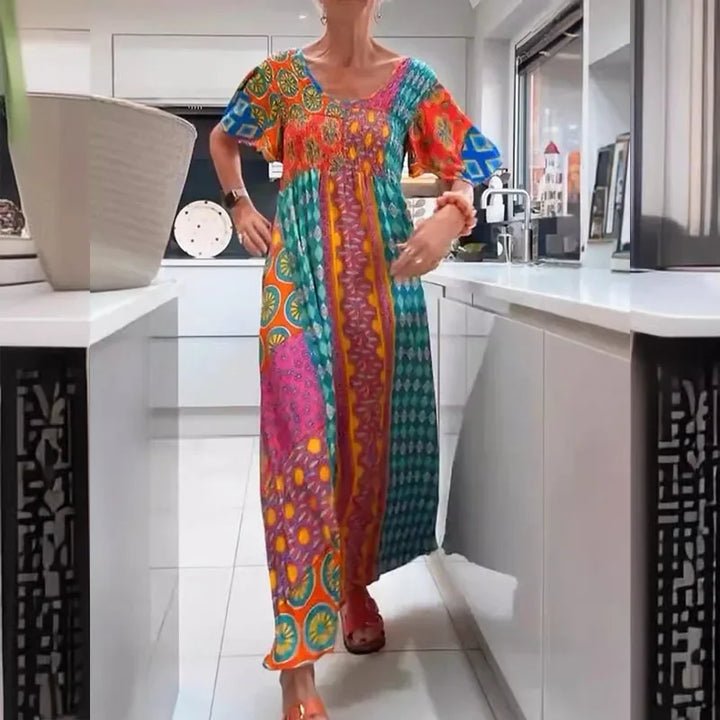 Darla™ | Boho Patchwork Maxi Dress