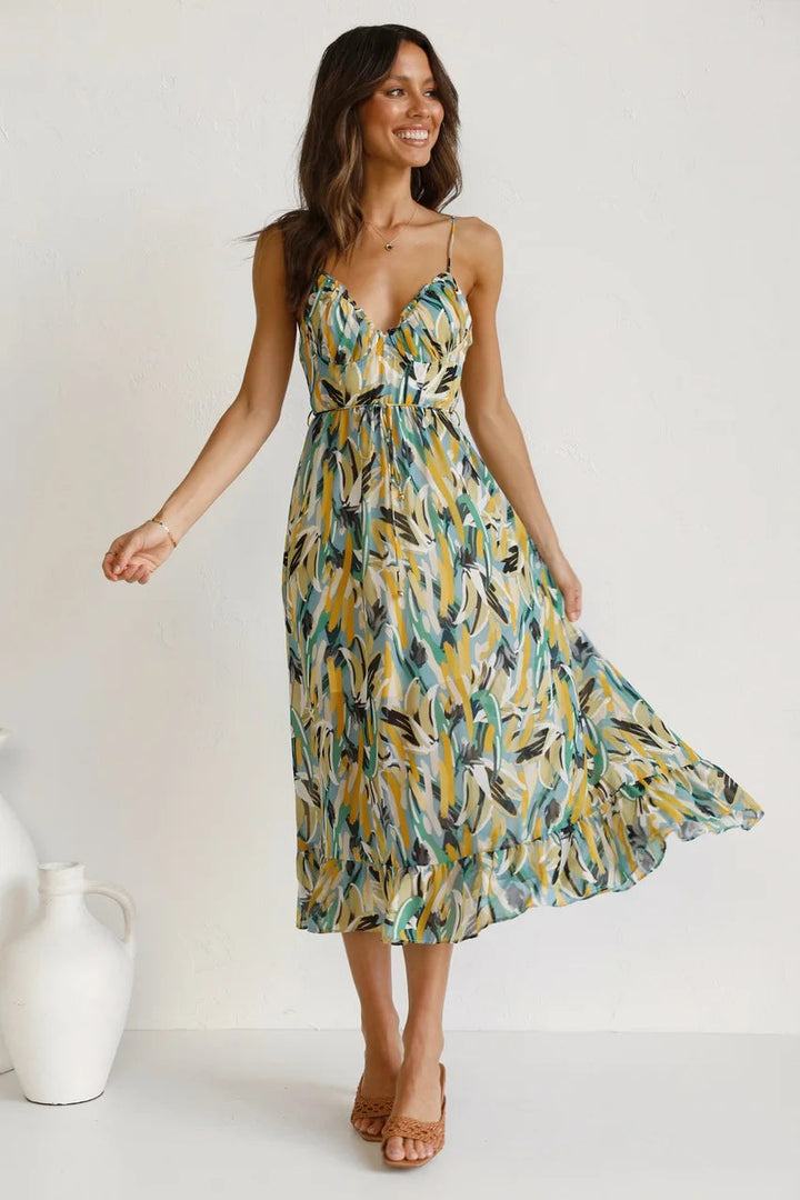 Reese - Printed Spaghetti Strap Dress