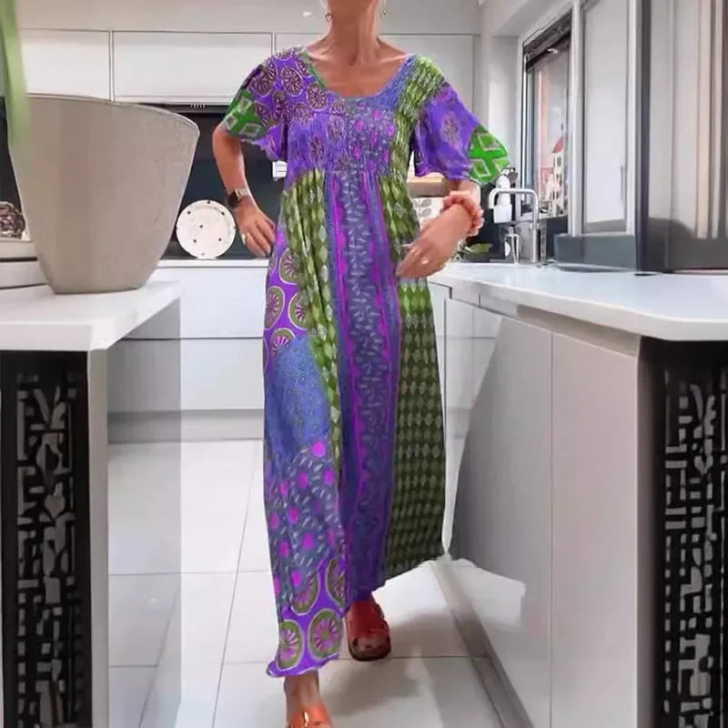 Darla™ | Boho Patchwork Maxi Dress