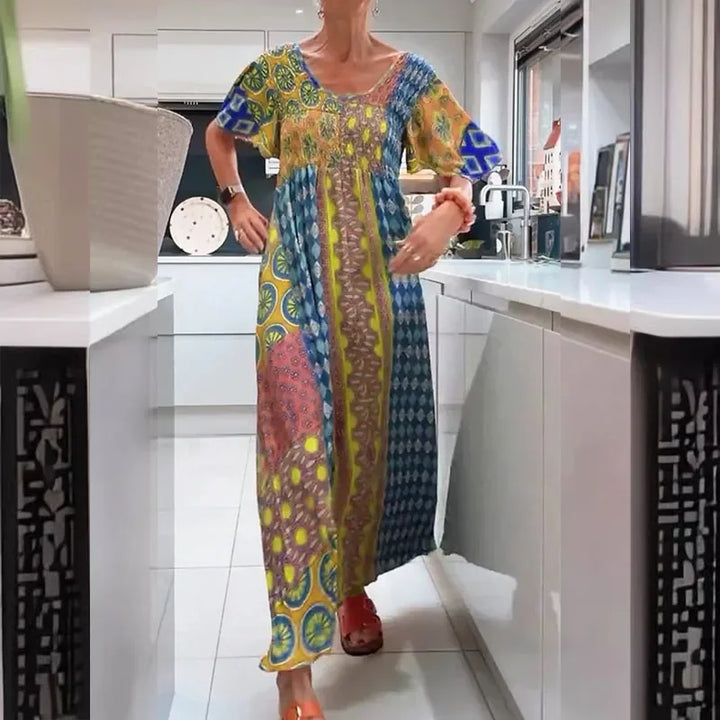 Darla™ | Boho Patchwork Maxi Dress