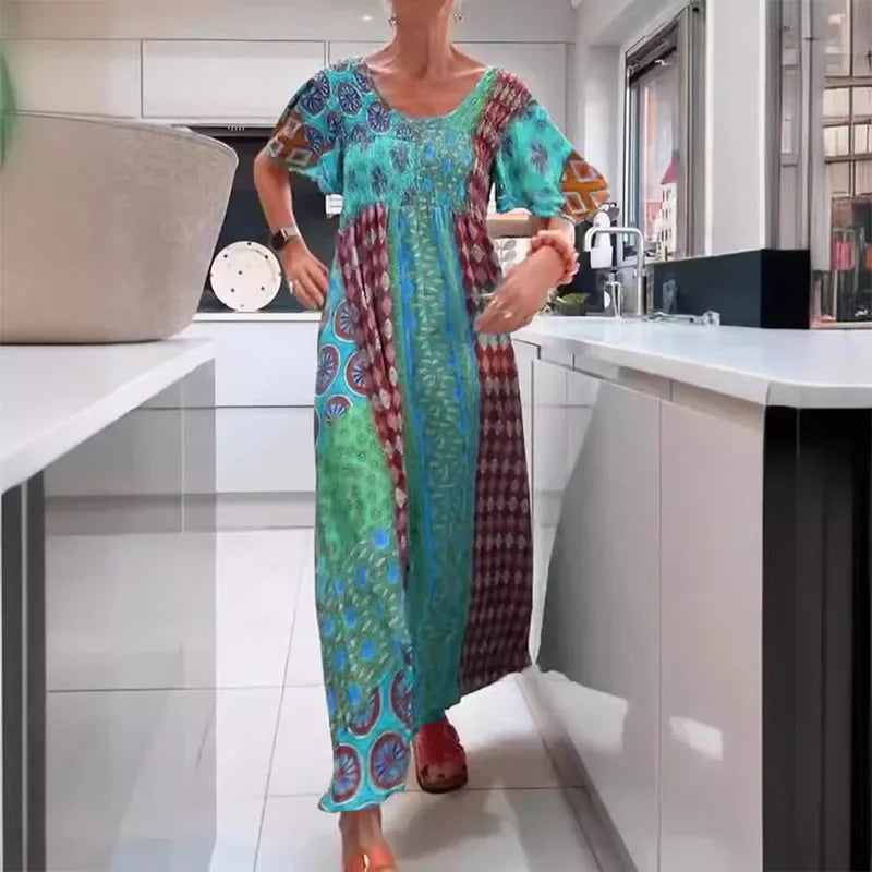 Darla™ | Boho Patchwork Maxi Dress