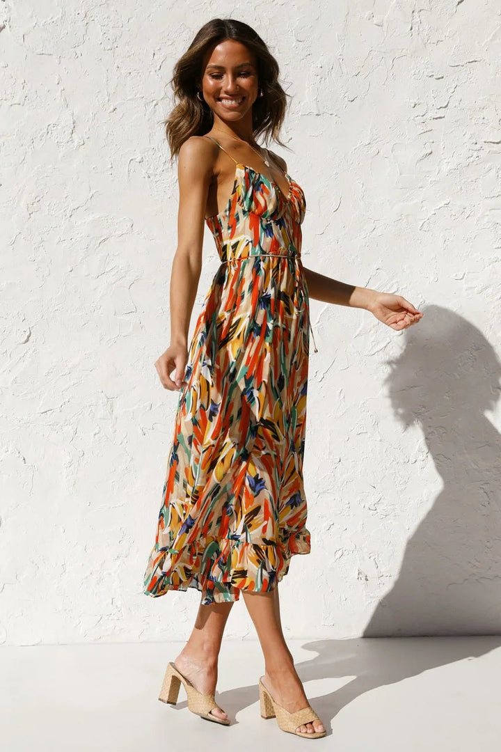 Reese - Printed Spaghetti Strap Dress