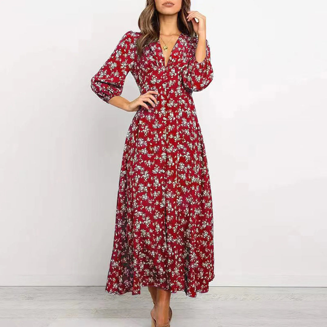 V-neck Floral Dress