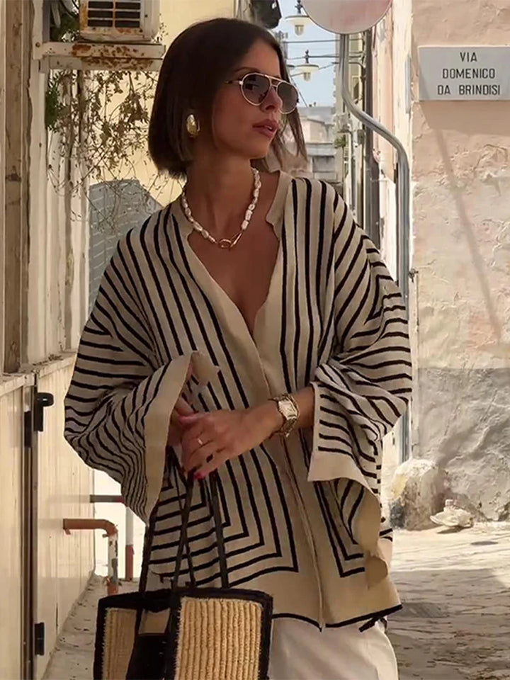 LINA™ | Vintage Striped Blouse