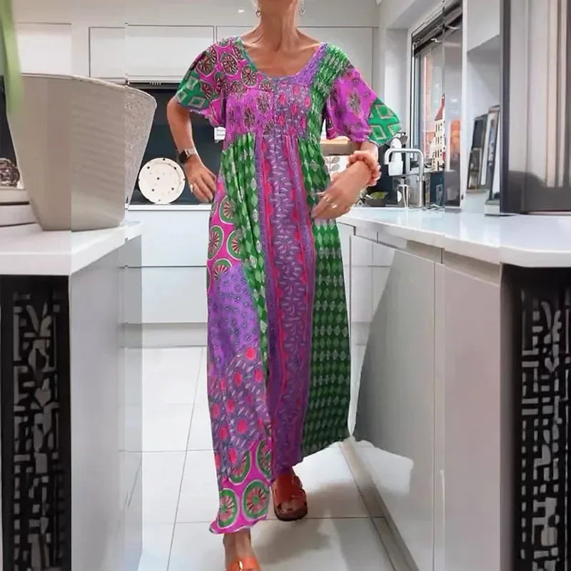 Darla™ | Boho Patchwork Maxi Dress