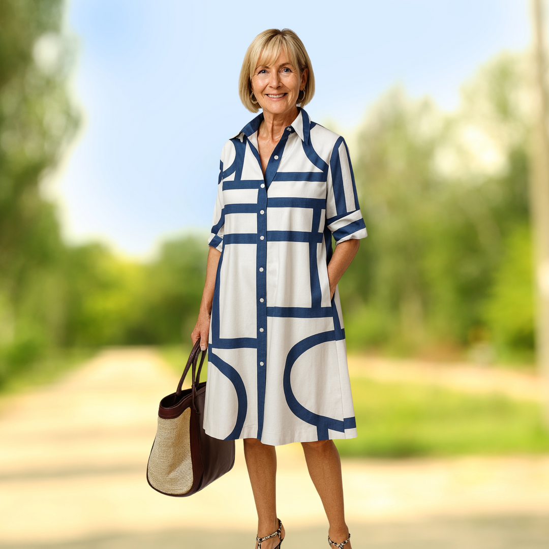 SELENE™ | MIDI DRESS WITH GEOMETRIC PATTERN