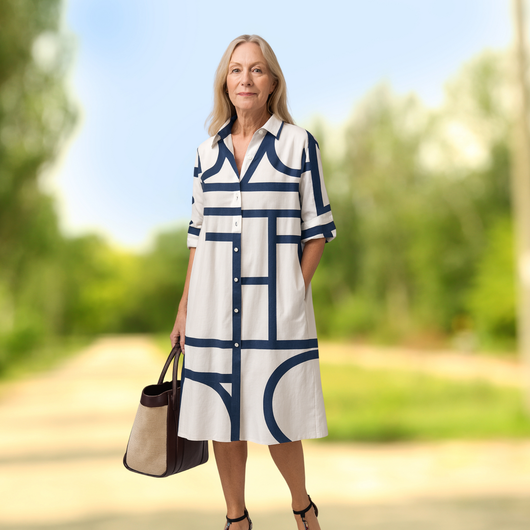 SELENE™ | MIDI DRESS WITH GEOMETRIC PATTERN
