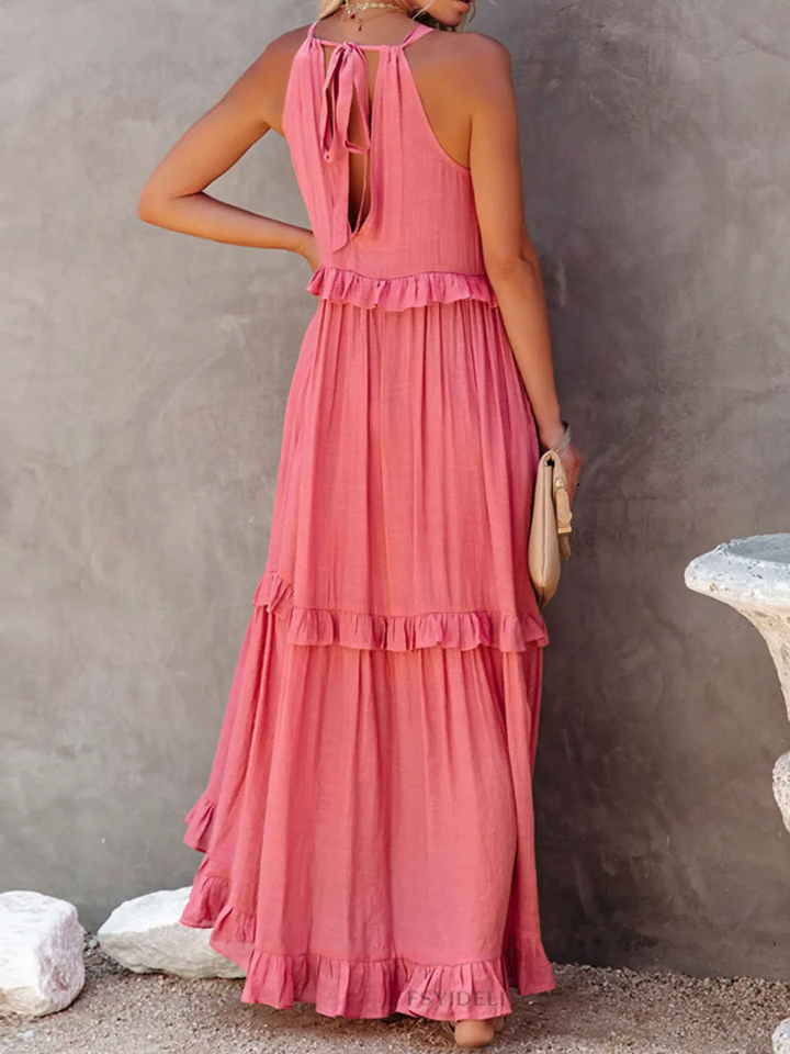 Elegant Ruffled Long Dress