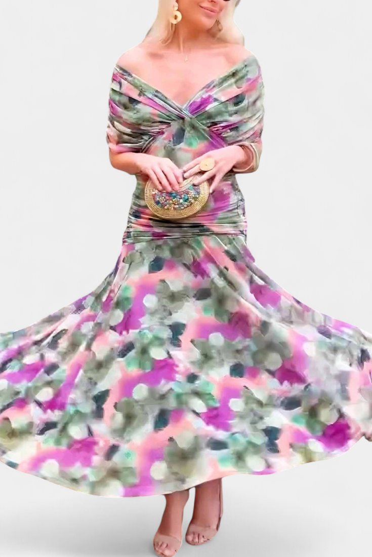 Ariella - Pleated Long Occasion Dress