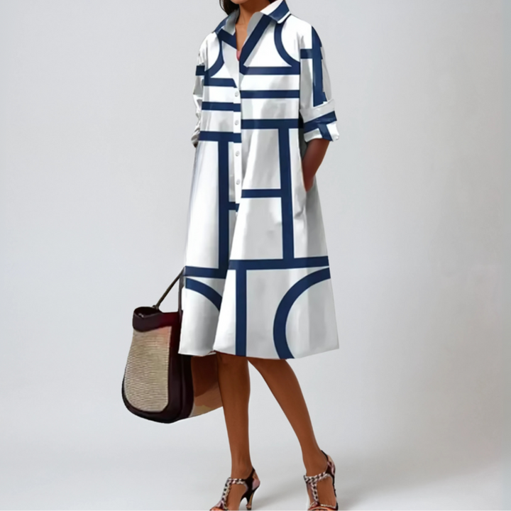 SELENE™ | MIDI DRESS WITH GEOMETRIC PATTERN