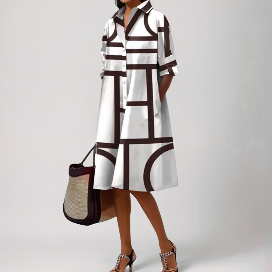 SELENE™ | MIDI DRESS WITH GEOMETRIC PATTERN