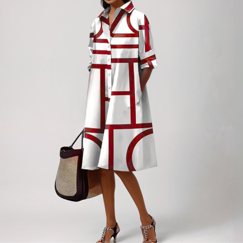 SELENE™ | MIDI DRESS WITH GEOMETRIC PATTERN