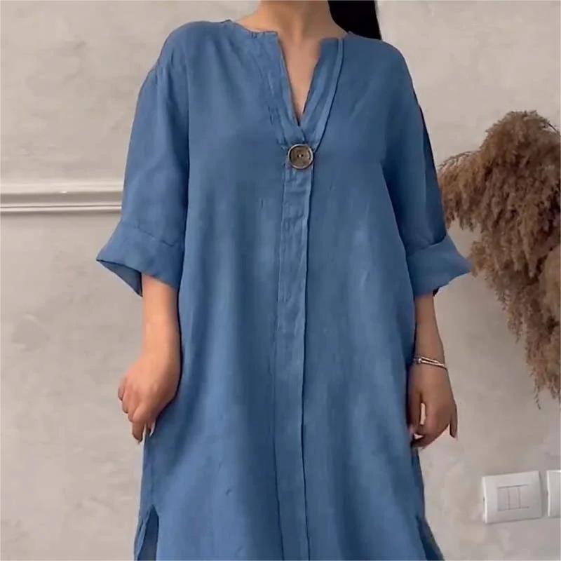 LINA™ | Minimal Linen Tunic Dress